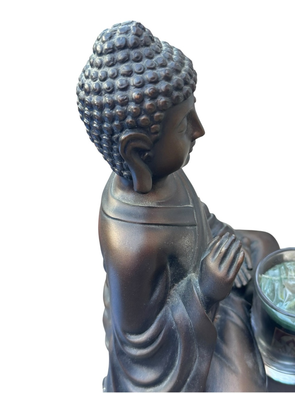 Partylite Buddha Tealight Candle Holder Bronze Meditation Zen Decor 9” - Picture 7 of 9